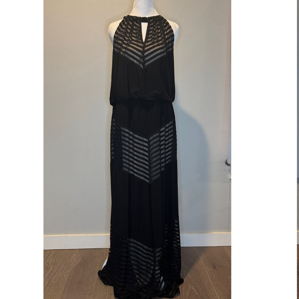London Times Black Halter Sleeveless Maxi Gown Size 12